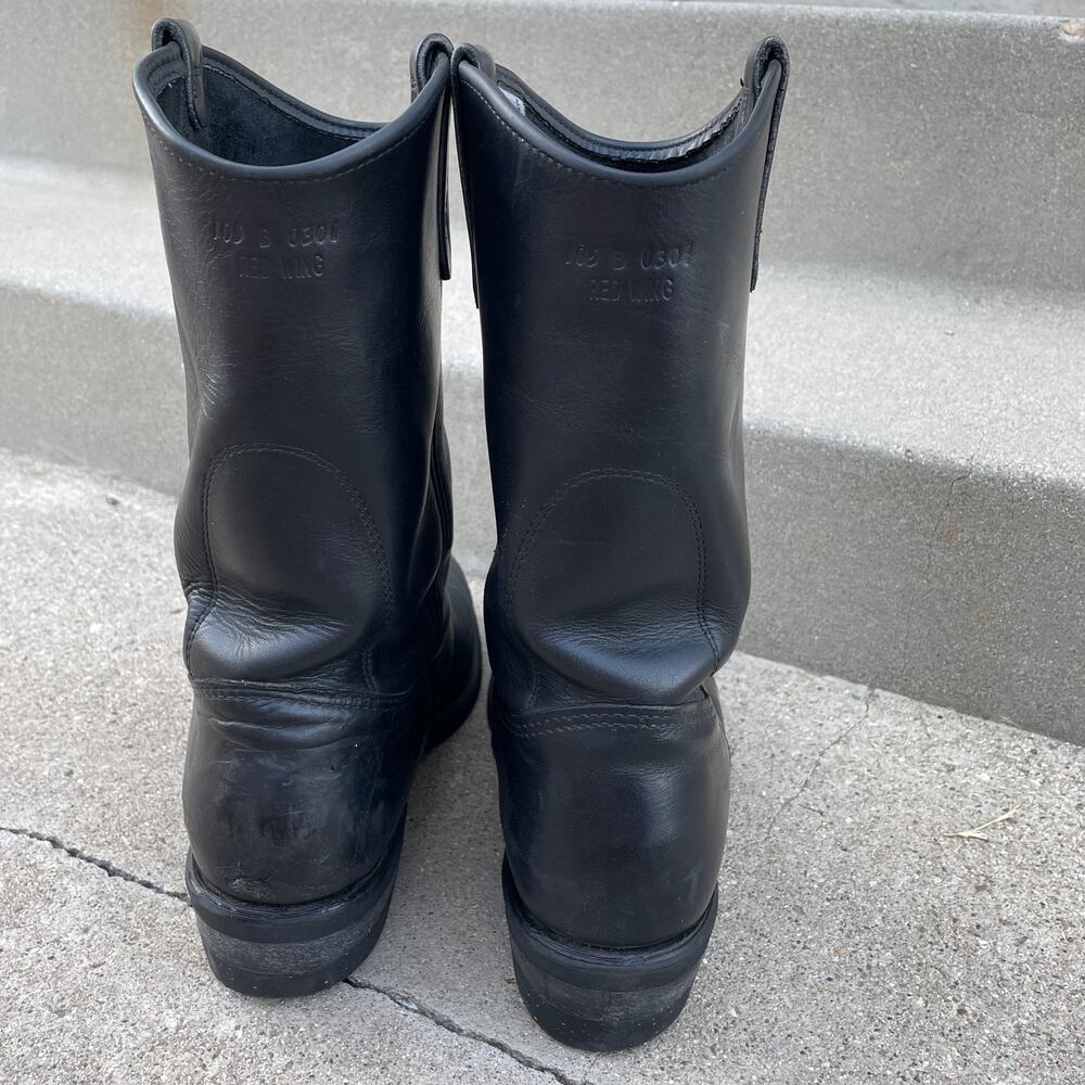 Red Wing Pecos Boots Mens 10.5 B Black Leather Vibram Work Ranch Western Pull On - Picture 12 of 16
